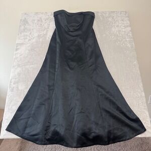 Loralie‎ Vintage Strapless Long Satin Gown 12 Black Back Zip Made in US